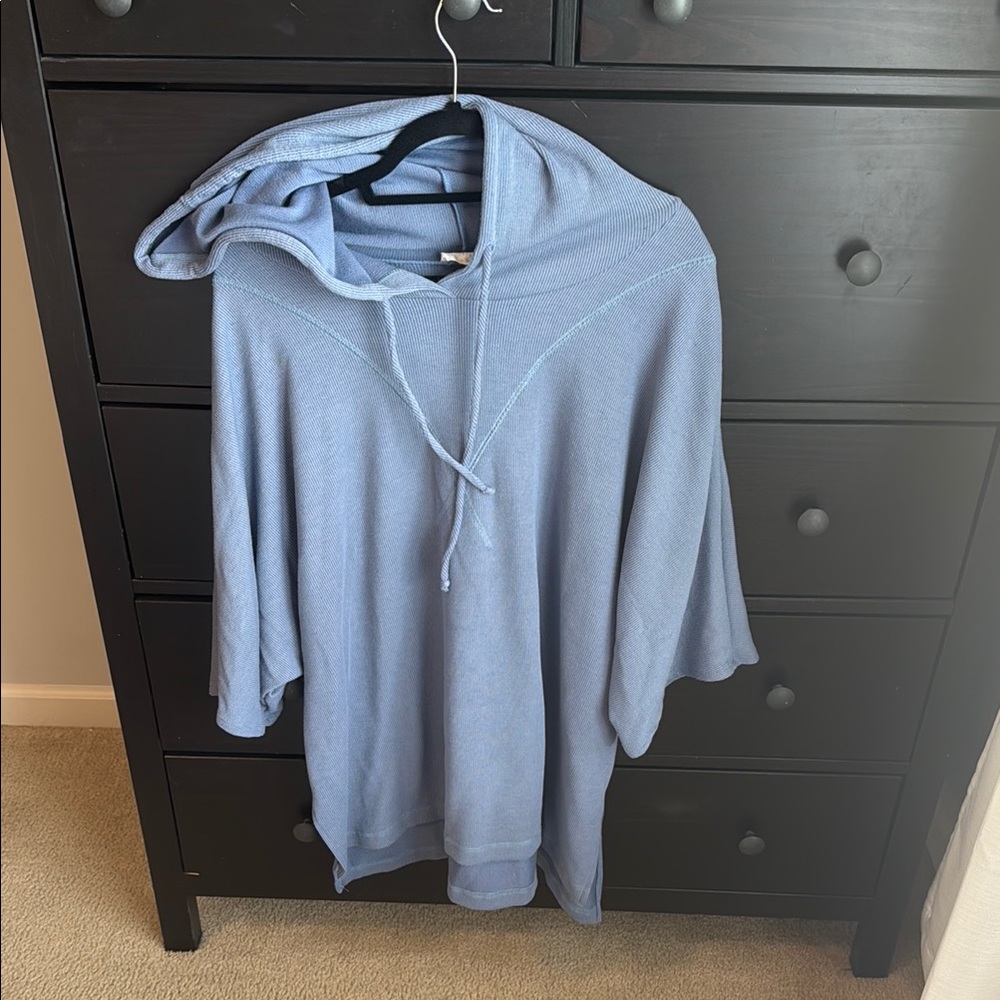 Light Blue Hooded Poncho